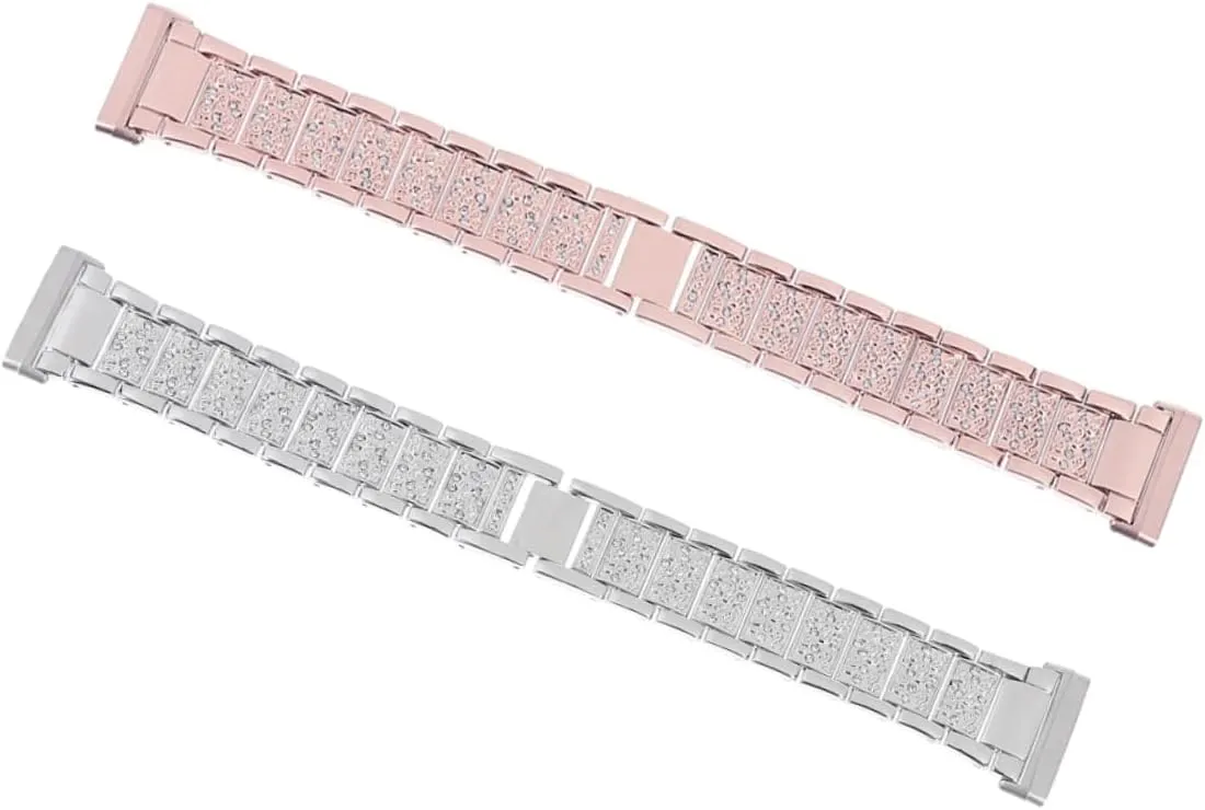 Zinc Alloy Comfortable Elegant 2pcs Diamond Wristband Replacement Strap Band overgraze accordion invalid decisive for 3 Fashion Design 